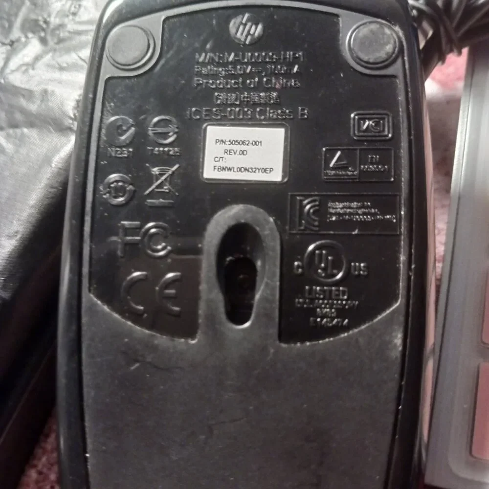 HP Plug and Play Black Wired USB Optical Mouse 2 Button with Scroll